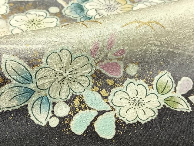 平和屋着物●訪問着 作家物 絞り 辻が花 流水雪輪花文 暈し染め 金彩 金通し地 正絹 逸品 AABB0209zg