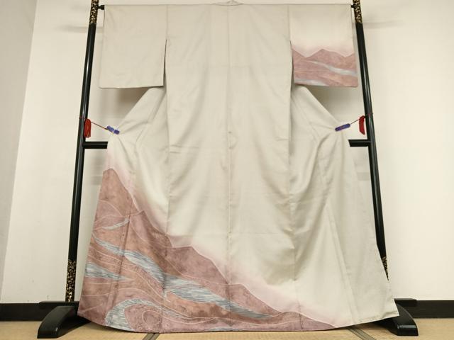 平和屋着物●訪問着 お召地 道長文 正絹 逸品 AABB0229zg