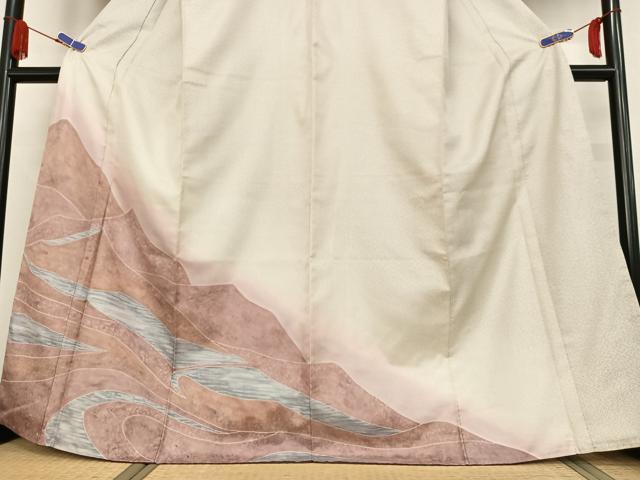 平和屋着物●訪問着 お召地 道長文 正絹 逸品 AABB0229zg