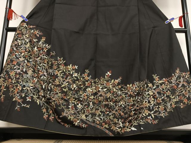 平和屋着物●本場大島紬 訪問着 総刺繍 鳳凰更紗花文 金糸 正絹 逸品 AABB0250zg