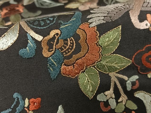 平和屋着物●本場大島紬 訪問着 総刺繍 鳳凰更紗花文 金糸 正絹 逸品 AABB0250zg
