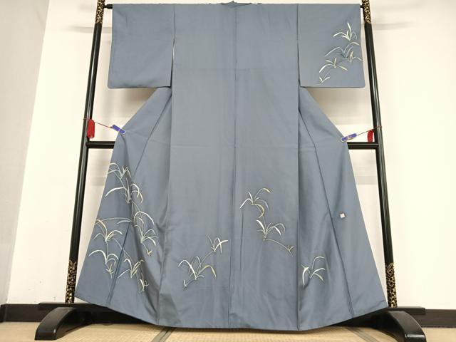 平和屋着物●京友禅 森岡功 訪問着 紬地 正絹 逸品 AABB0253zg