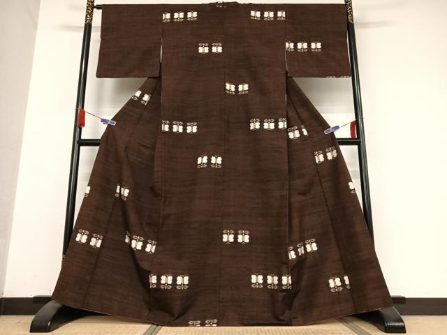 平和屋着物●上質な紬 遠州椿 正絹 逸品 AABB0317zg