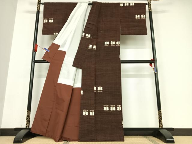 平和屋着物●上質な紬 遠州椿 正絹 逸品 AABB0317zg