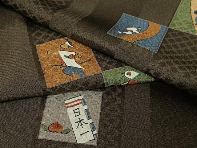 平和屋着物●上質な小紋 日本昔話 桃太郎 正絹 逸品 AABB0337zg