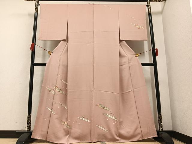 平和屋着物●訪問着 刺繍 花筏文 金彩 正絹 逸品 AABB0384ph