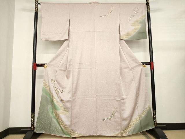 平和屋着物●訪問着 流水束ね熨斗花文 暈し染め 金彩 正絹 逸品 AABB0460ck