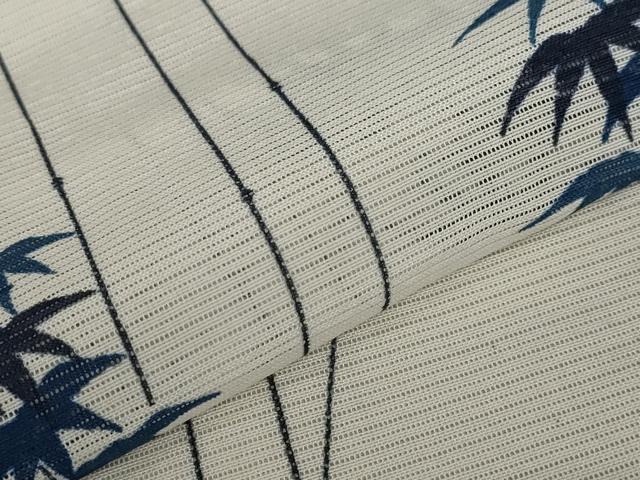 平和屋着物*夏物 小紋 絽 笹の葉文様 洗える着物 AABB0496st