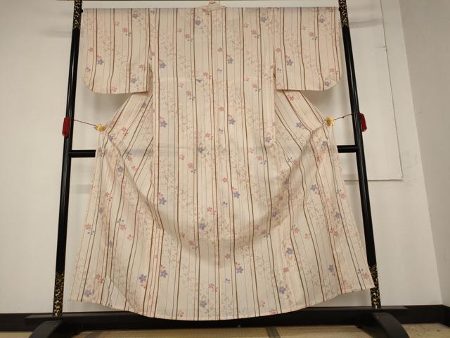 平和屋着物*夏物 小紋 絽 舞花文 洗える着物 AABB0501st