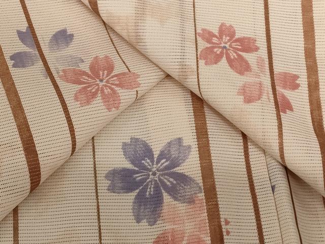 平和屋着物*夏物 小紋 絽 舞花文 洗える着物 AABB0501st