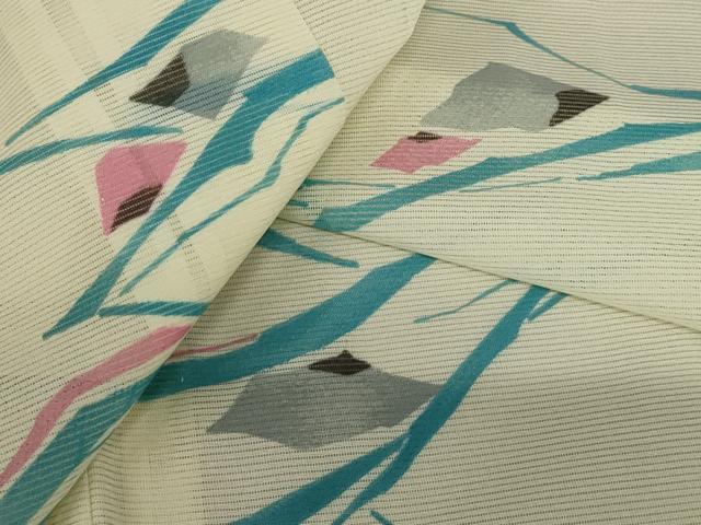 平和屋着物*夏物 小紋 絽 幾何学文様 洗える着物 AABB0526st