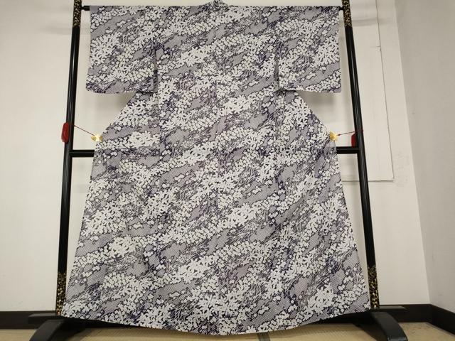 平和屋着物*夏物 小紋 絽 草花文 洗える着物 未使用 AABB0531st