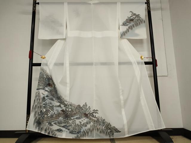 平和屋着物*夏物 訪問着 絽 風景文 金彩 洗える着物 AABB0538st