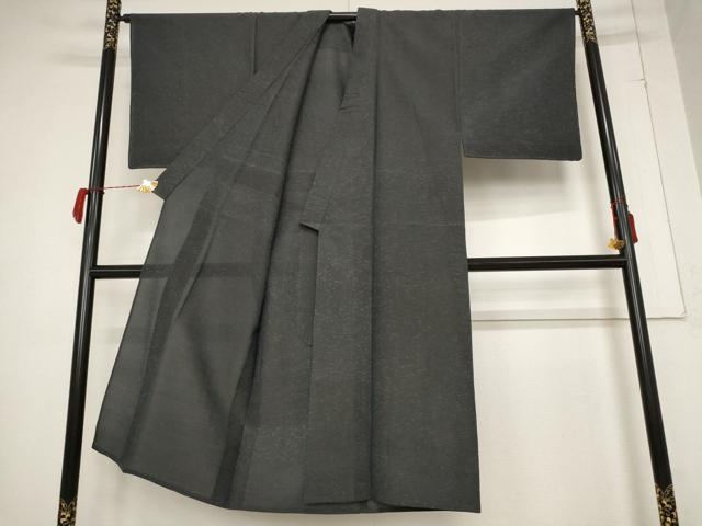 平和屋着物*夏物 男性 紬 墨色 正絹 逸品 AABB0568st