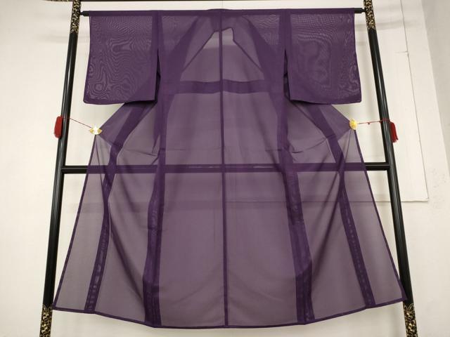 平和屋着物*夏物 色無地 絽 葡萄色 洗える着物 AABB0575st