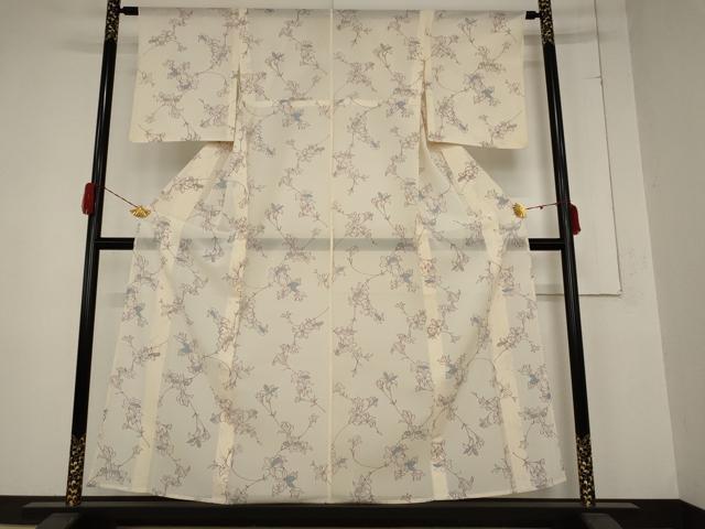 平和屋着物*夏物 小紋 絽 草花文 正絹 逸品 AABB0578st