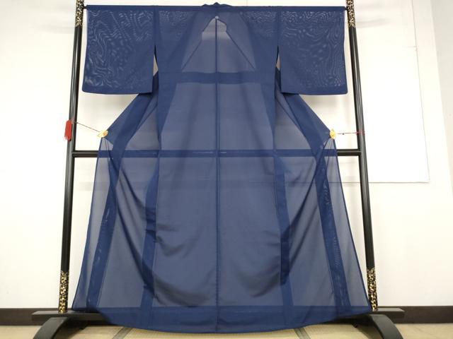 平和屋着物*夏物 色無地 絽 留紺色 洗える着物 AABB0588st