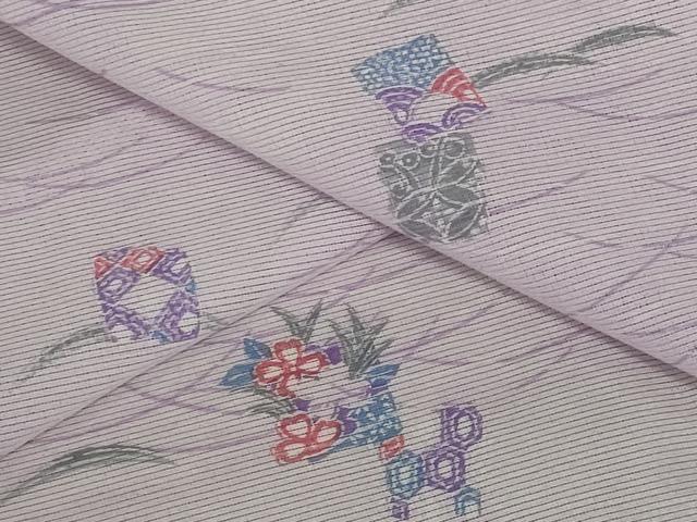 平和屋着物*夏物 小紋 絽 芝花文 洗える着物 AABB0594st