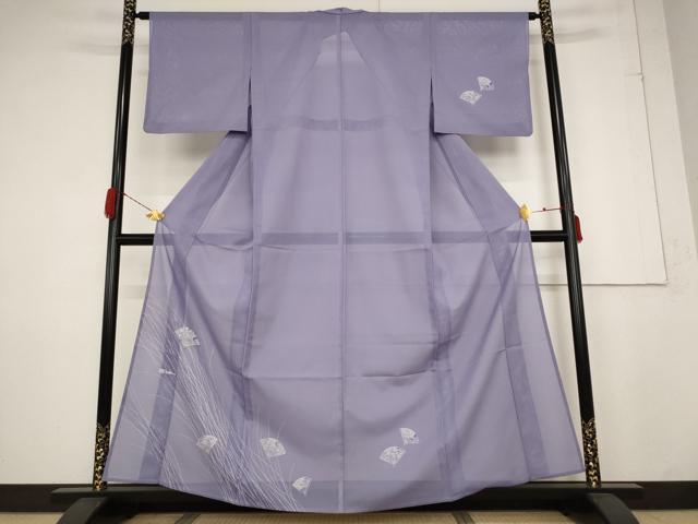 平和屋着物*夏物 訪問着 絽 舞扇文 金彩 洗える着物 AABB0610st