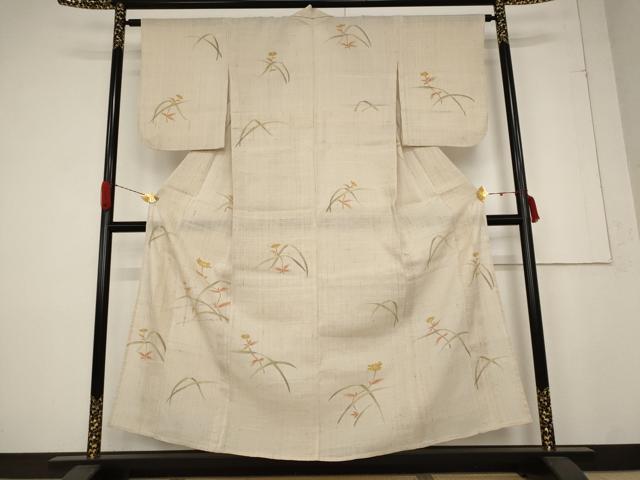 平和屋着物*夏物 訪問着 紬地 草花文 正絹 逸品 AABB0613st