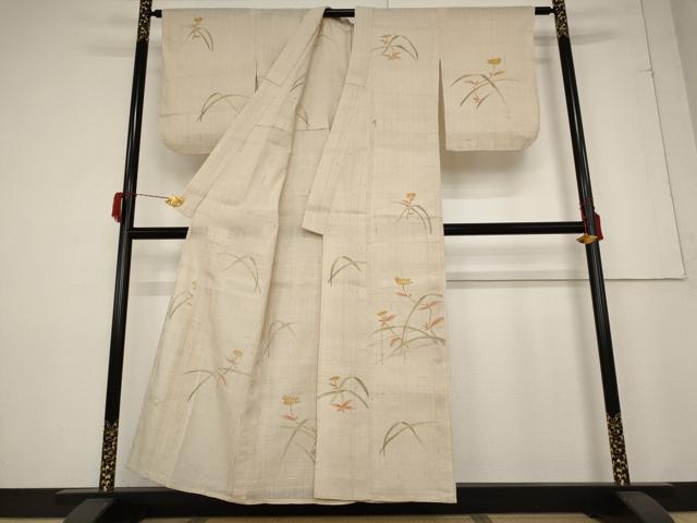 平和屋着物*夏物 訪問着 紬地 草花文 正絹 逸品 AABB0613st