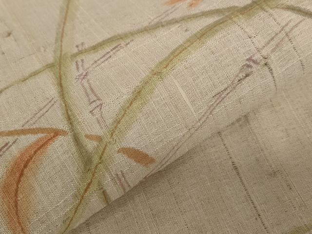 平和屋着物*夏物 訪問着 紬地 草花文 正絹 逸品 AABB0613st