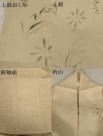 平和屋着物*夏物 訪問着 紬地 草花文 正絹 逸品 AABB0614st