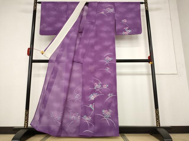 平和屋着物*夏物 訪問着 芝花文 暈し染め 洗える着物 AABB0616st