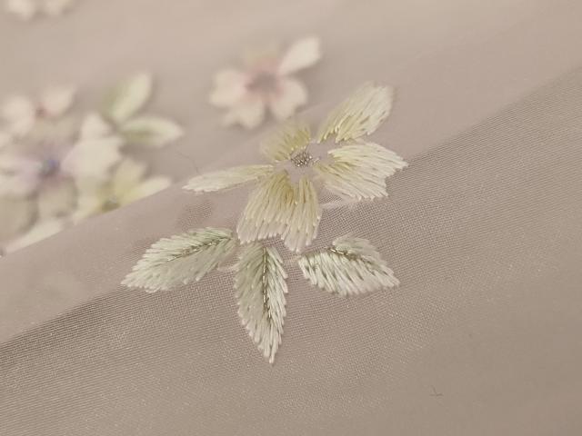 平和屋着物*夏物 オーガンジー 小振袖 刺繍 銀糸 洗える着物 AABB0619st