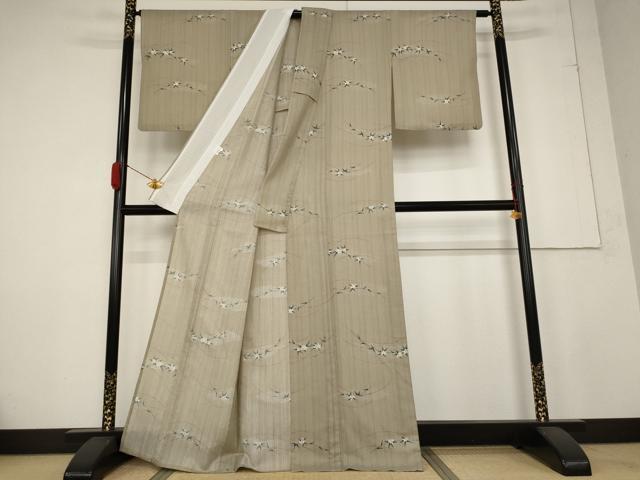 平和屋着物*夏物 小紋 紗 芝花文 さんび謹製 洗える着物 AABB0623st