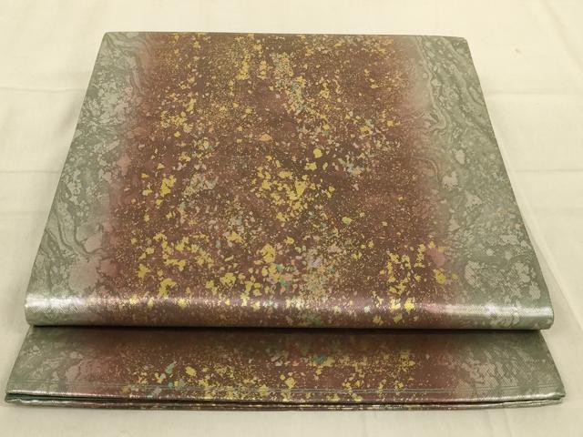 平和屋着物◎六通柄袋帯 箔散らし 引箔 正絹 逸品 AABB0649ou
