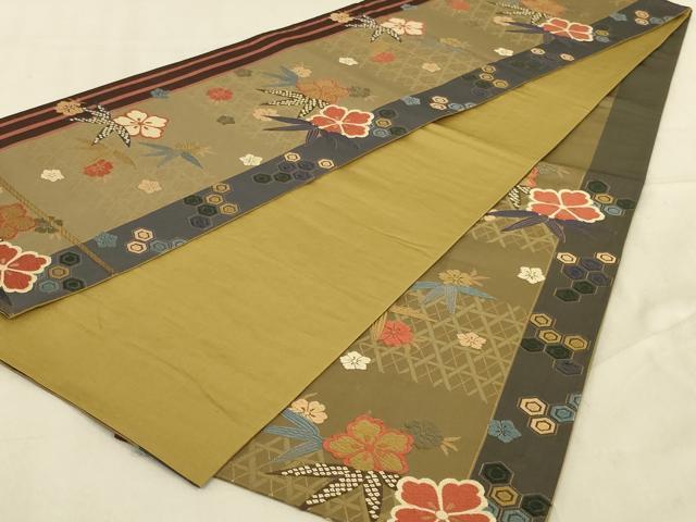 平和屋着物◎六通柄袋帯 唐織 舞花文 金糸 正絹 逸品 AABB0650ou