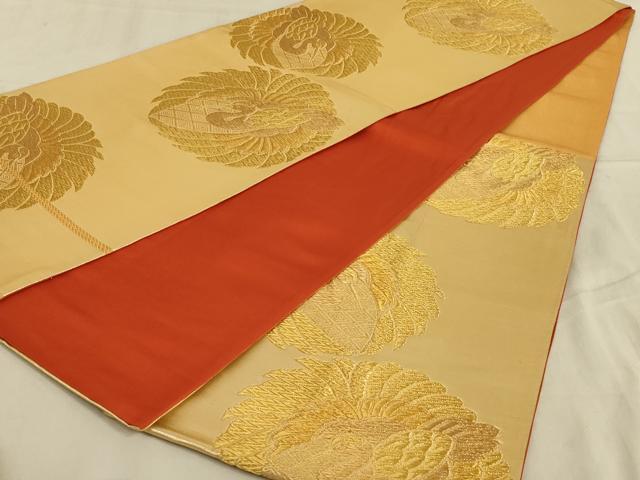 平和屋着物◎六通柄袋帯 鶴 金糸 正絹 逸品 AABB0672ou