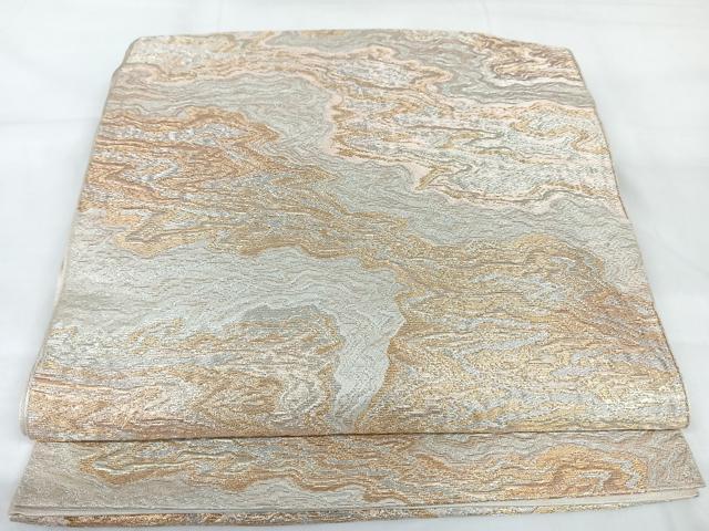 平和屋着物◎六通柄袋帯 霞文 金銀糸 正絹 逸品 AABB0810uw