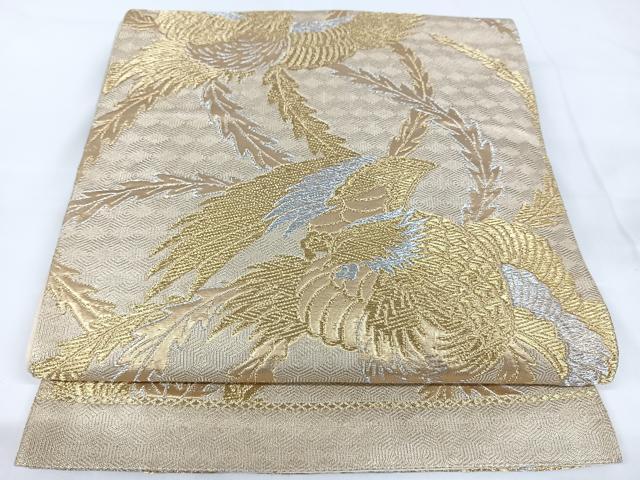 平和屋着物◎六通柄袋帯 鳳凰文 金銀糸 正絹 逸品 AABB0816uw