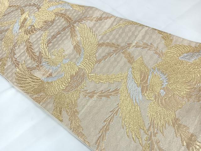 平和屋着物◎六通柄袋帯 鳳凰文 金銀糸 正絹 逸品 AABB0816uw