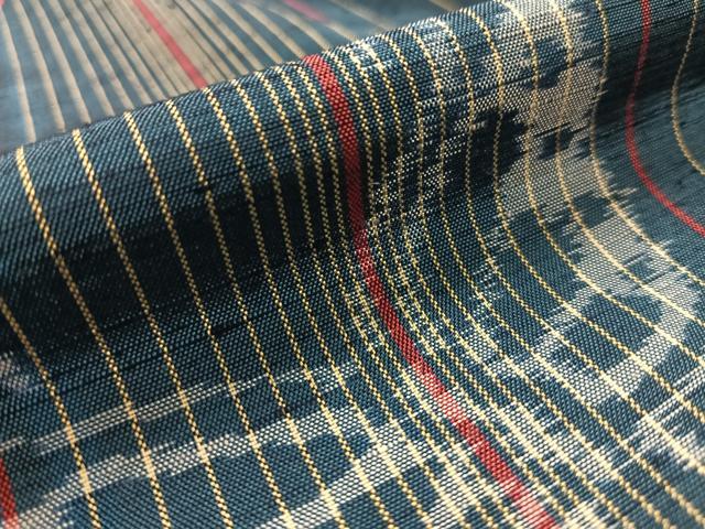 平和屋着物▽上質な紬 単衣 流水舞蝶文 正絹 逸品 AABB0868uw