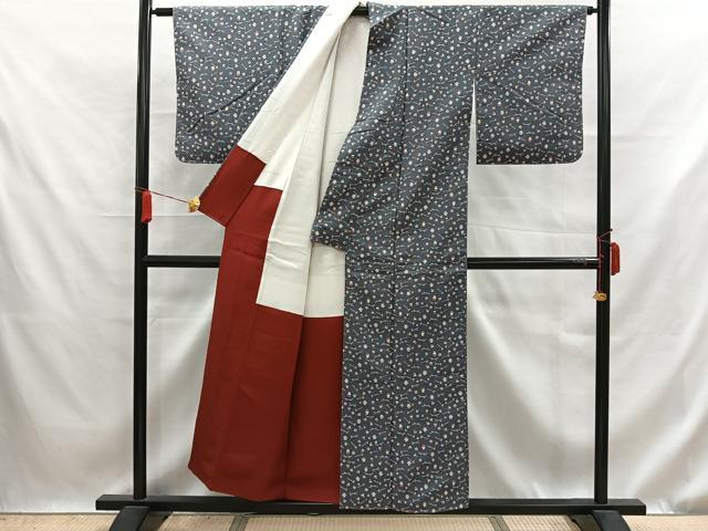 平和屋着物■上質な小紋 紬地 器物文 正絹 逸品 AABB0903uw