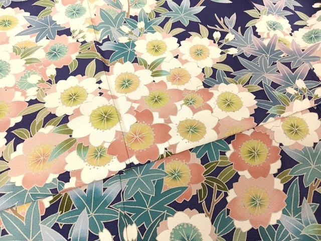 平和屋着物●豪華振袖 友禅 枝花文 正絹 逸品 AABB1296np