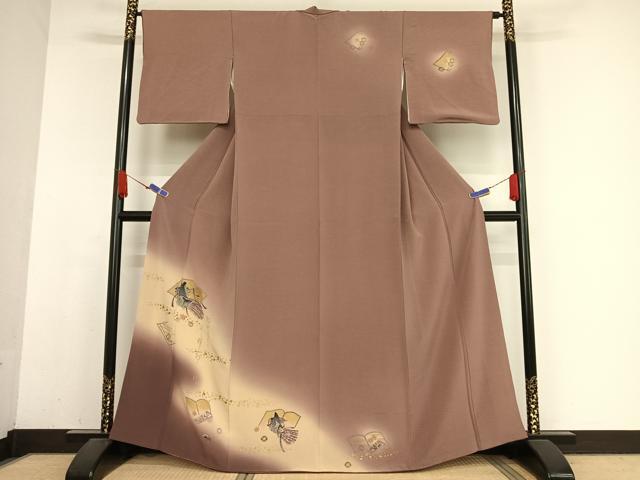 平和屋着物●訪問着 手描き 女人文 暈し染め 金彩 正絹 逸品 AABB1301np