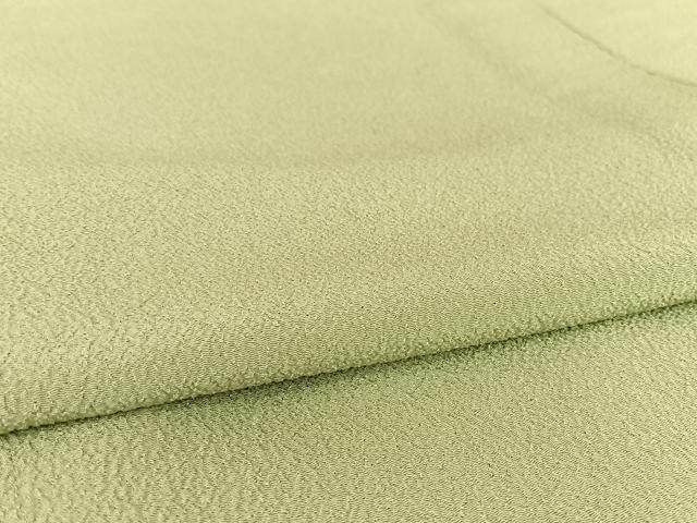 平和屋着物▽洗える最高級着物 <英>はなぶさ謹製 色無地 単衣 苗色 正絹 逸品 AABB1347np