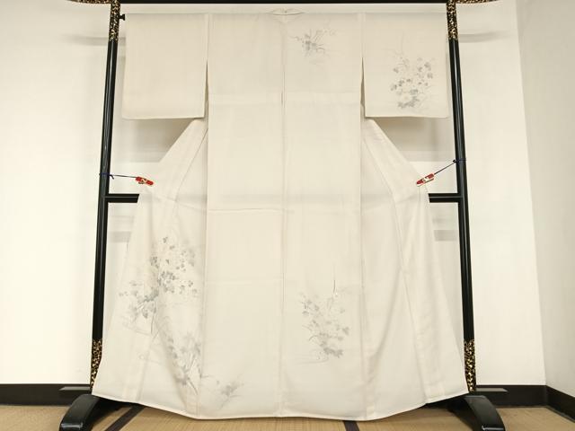 平和屋着物▽訪問着 無双 紗×絽 手書き 草花文 正絹 逸品 AABB1356np