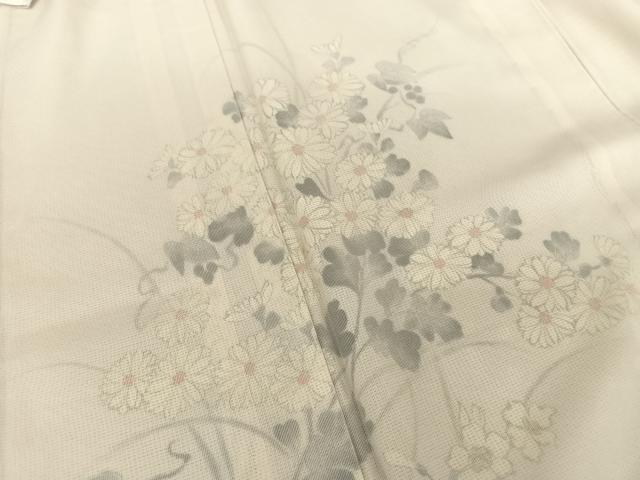 平和屋着物▽訪問着 無双 紗×絽 手書き 草花文 正絹 逸品 AABB1356np