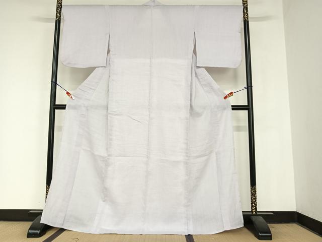平和屋着物*夏物 上布 色無地 古今 牡丹鼠色 麻 逸品 AABB1368np