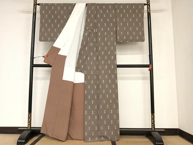 平和屋着物●上質な小紋 花菱 金彩 正絹 逸品 AABB1386np