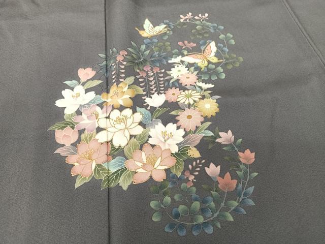 平和屋着物●訪問着 花蝶丸文 金彩 正絹 逸品 AABB1393np