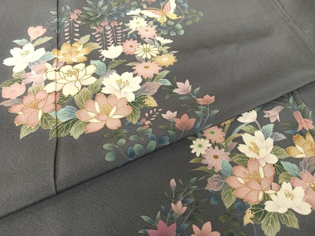 平和屋着物●訪問着 花蝶丸文 金彩 正絹 逸品 AABB1393np