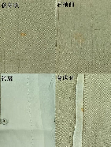 平和屋着物▽上質な紬 単衣 灰白色 正絹 逸品 AABB1401jh
