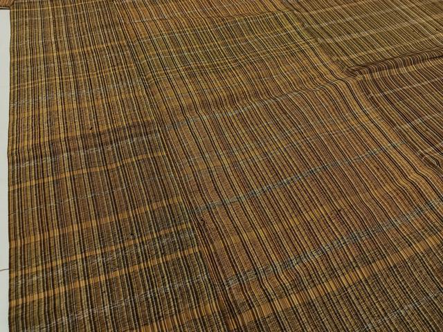 平和屋着物▽訪問着 単衣 紬地 横段文 正絹 逸品 AABB1406jh