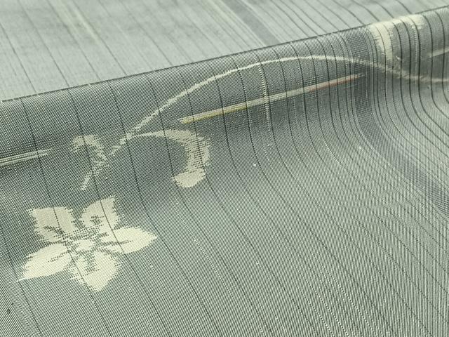 平和屋着物▽上質な紬 単衣 草花文 正絹 逸品 AABB1410jh